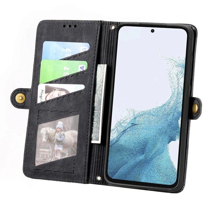 For Samsung Galaxy A36 5G Case Zipper Wallet Geometry Lines Leather Phone Cover - Black - 2
