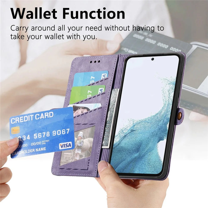 For Samsung Galaxy A36 5G Case Zipper Wallet Geometry Lines Leather Phone Cover - Black - 4
