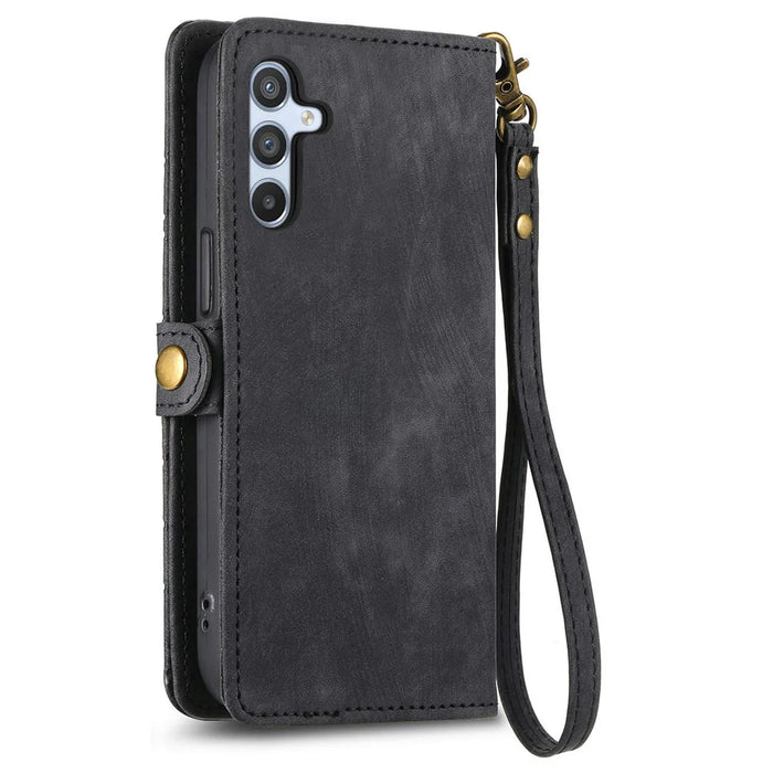 For Samsung Galaxy A36 5G Case Zipper Wallet Geometry Lines Leather Phone Cover - Black - 7
