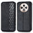 For TECNO Spark 30C 4G PU Leather Case Rhombus Imprint Wallet Stand Phone Cover - Black - 1
