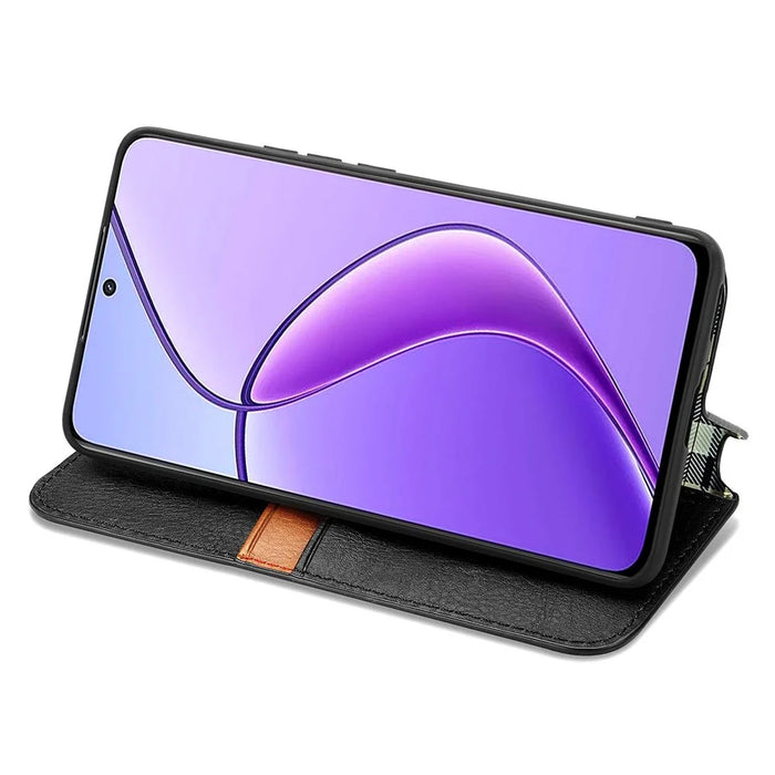 For TECNO Spark 30C 4G PU Leather Case Rhombus Imprint Wallet Stand Phone Cover - Black - 3