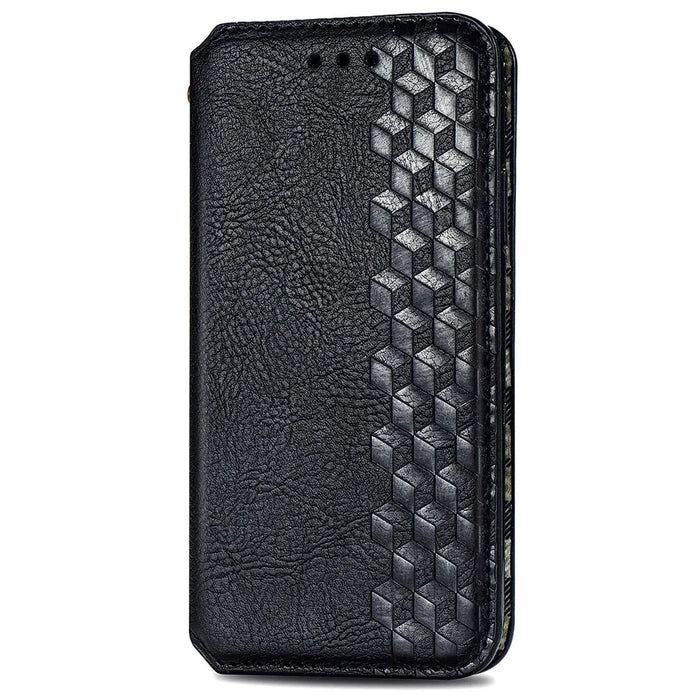 For TECNO Spark 30C 4G PU Leather Case Rhombus Imprint Wallet Stand Phone Cover - Black - 6