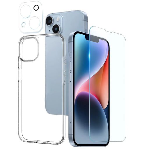 NORTHJO Ultra Clear Phone Case for iPhone 14 Plus Anti-Fall Protective 3 in 1 TPU Case with Tempered Glass Screen Protector / Camera Lens Cover - 1