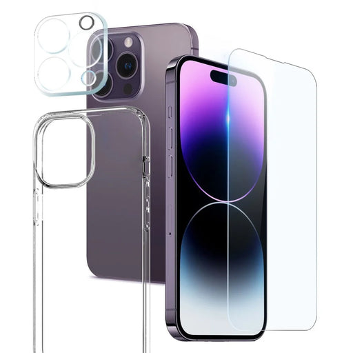 NORTHJO HD 3 in 1 Shockproof Case for iPhone 14 Pro Protective TPU Phone Case with Tempered Glass Screen Protector / Camera Lens Cover - 1