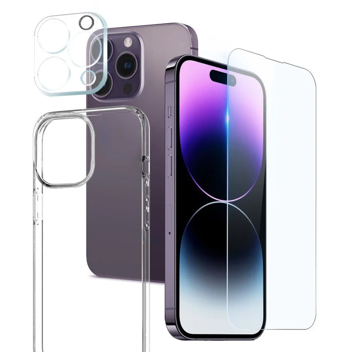 NORTHJO HD 3 in 1 Shockproof Case for iPhone 14 Pro Protective TPU Phone Case with Tempered Glass Screen Protector / Camera Lens Cover - 1