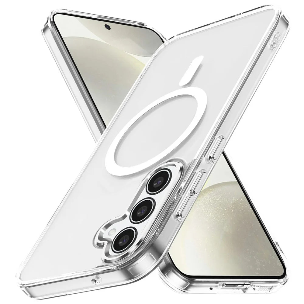 For Samsung Galaxy S24 FE Magnetic Case TPU+PC Transparent Phone Cover - Transparent - 1