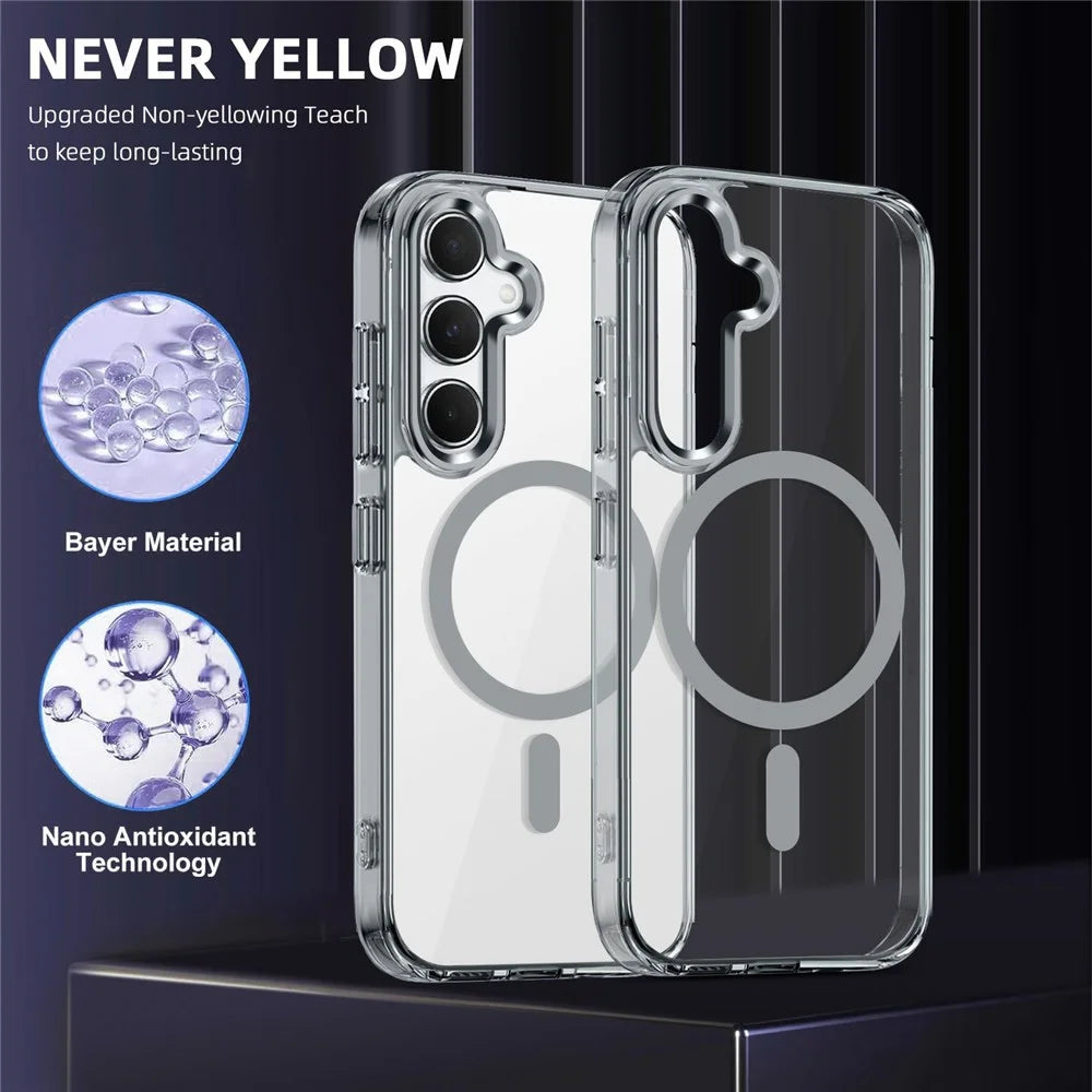 For Samsung Galaxy S24 FE Magnetic Case TPU+PC Transparent Phone Cover - Transparent - 2