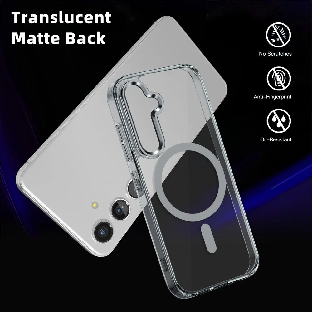 For Samsung Galaxy S24 FE Magnetic Case TPU+PC Transparent Phone Cover - Transparent - 7