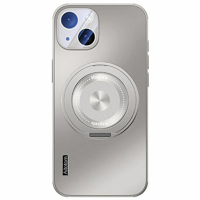 For iPhone 14 Plus Case Compatible with MagSafe Kickstand TPU+PC Heat Dissipation Phone Cover - Grey - 1