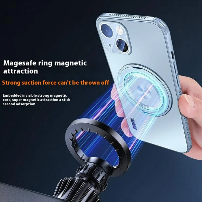 For iPhone 14 Plus Case Compatible with MagSafe Kickstand TPU+PC Heat Dissipation Phone Cover - Grey - 7