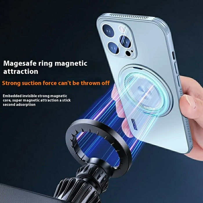 For iPhone 15 Pro Max Case Compatible with MagSafe Kickstand TPU+PC Heat Dissipation Phone Cover - Grey - 4