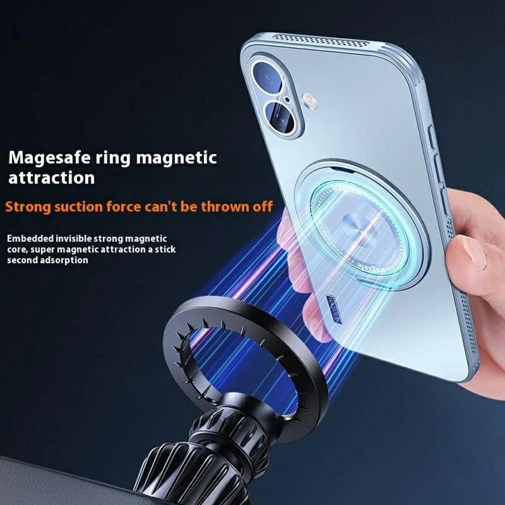 For iPhone 16 Case Compatible with MagSafe Kickstand TPU+PC Heat Dissipation Phone Cover - Grey - 5