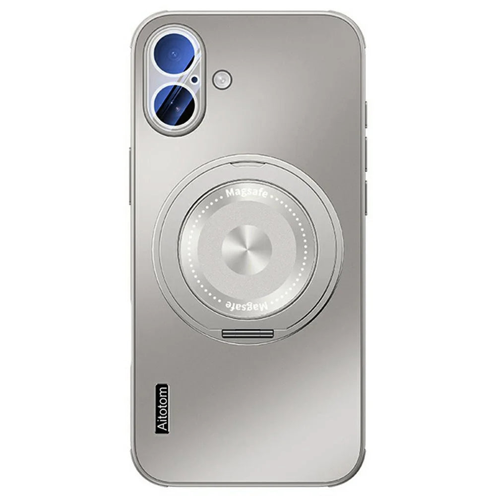 For iPhone 16 Plus Case Compatible with MagSafe Kickstand TPU+PC Heat Dissipation Phone Cover - Grey - 1
