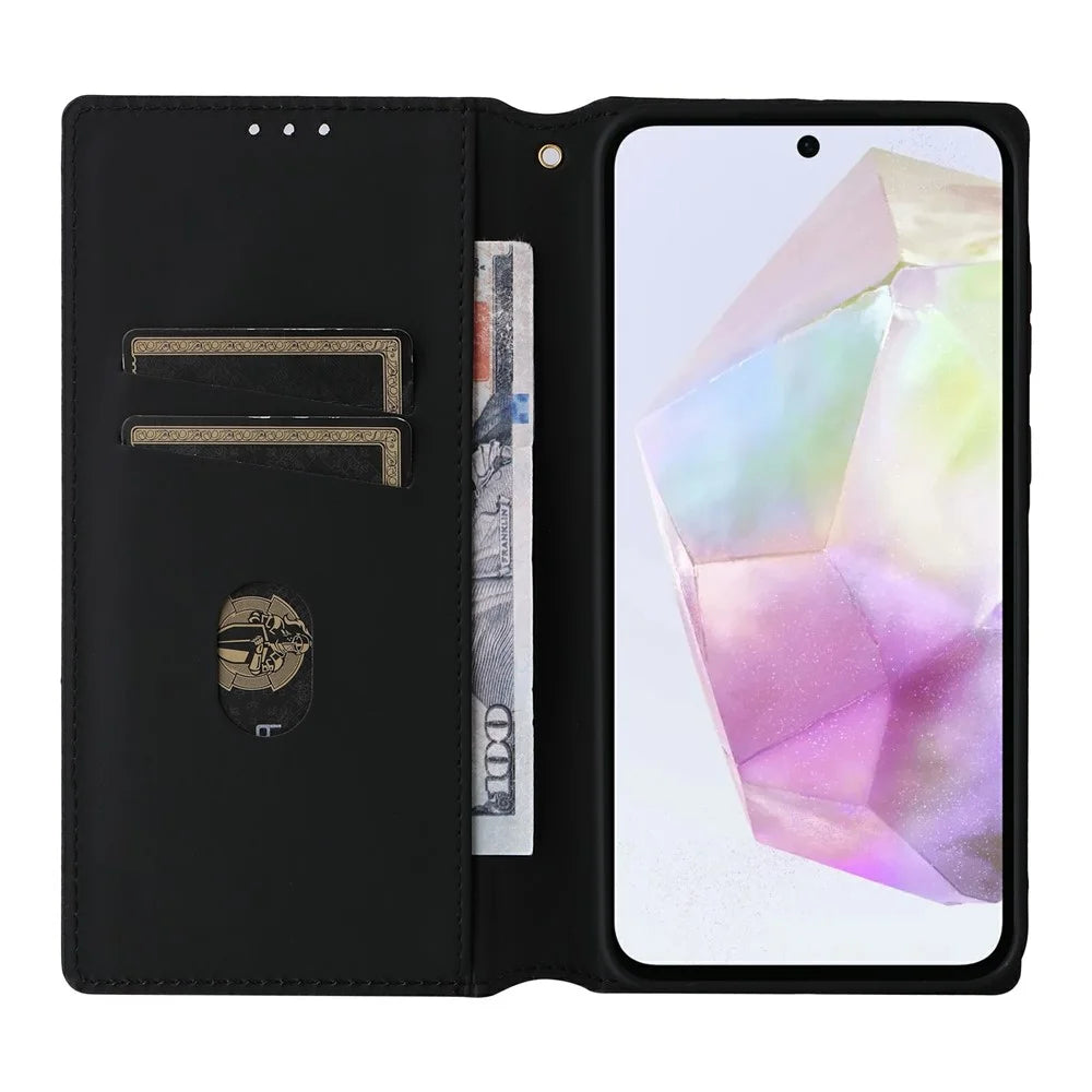For Samsung Galaxy A36 5G Wallet Case Rhombus Imprinted Leather Phone Cover - Silver - 2
