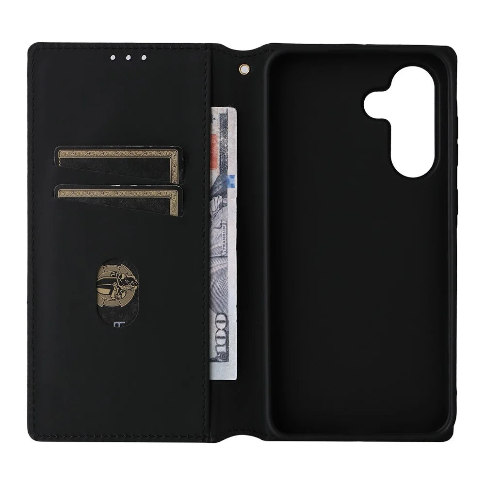 For Samsung Galaxy A36 5G Wallet Case Rhombus Imprinted Leather Phone Cover - Silver - 5