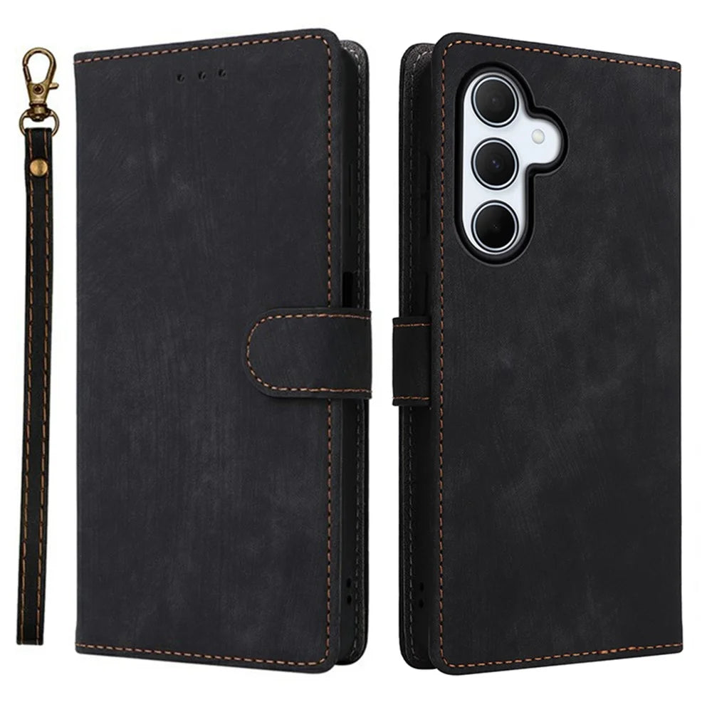 For Samsung Galaxy A36 5G Wallet Phone Case RFID Blocking PU Leather Flip Cover Stand View - Black - 1