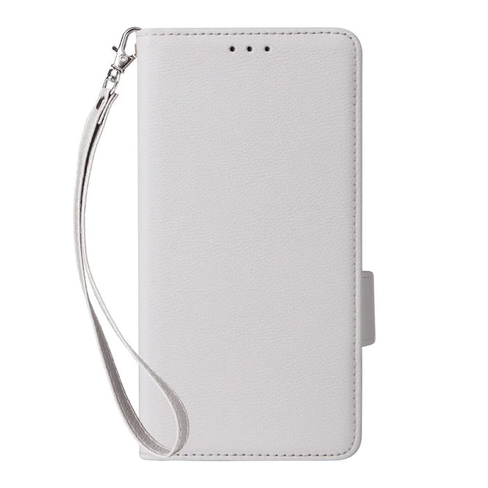 For Samsung Galaxy A36 5G Case with Wrist Strap Litchi Texture PU Leather Wallet Phone Cover - White - 7