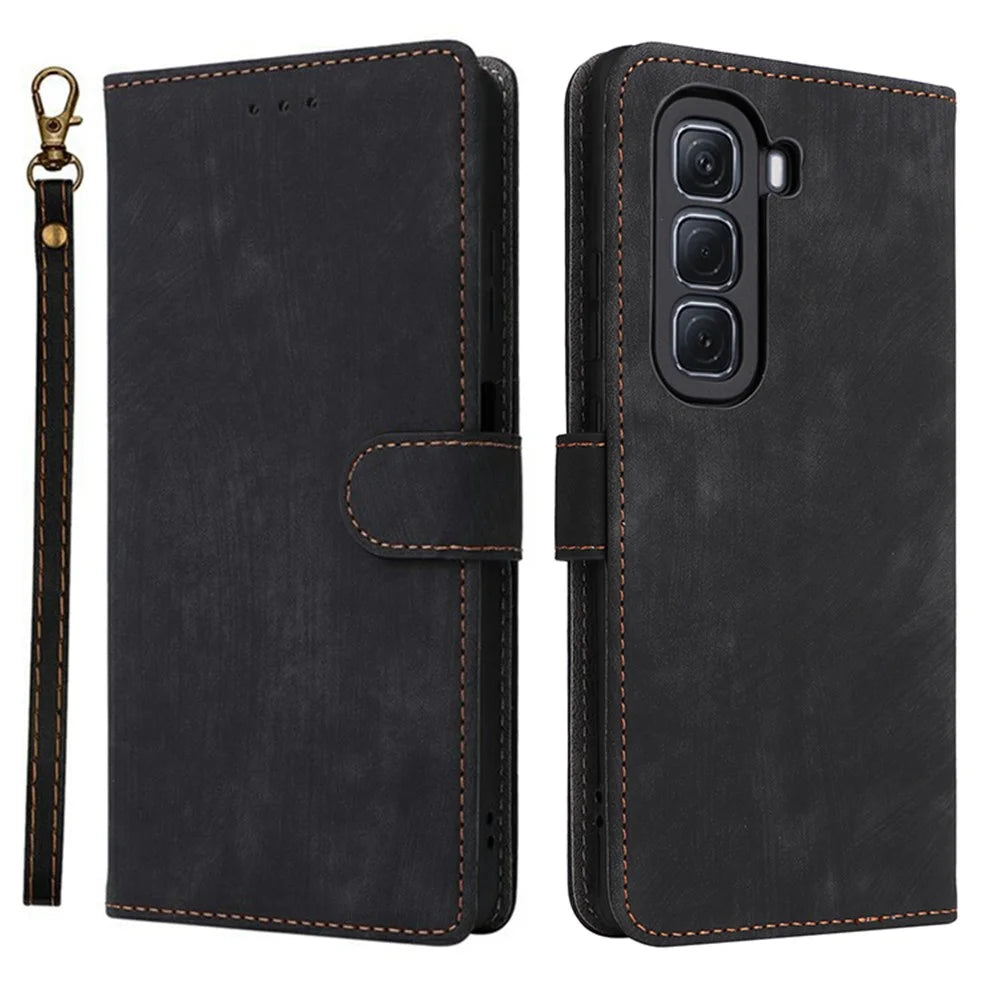 For Infinix Hot 50 Pro+ 4G X6880 Wallet Phone Case RFID Blocking PU Leather Flip Cover Stand View - Black - 1