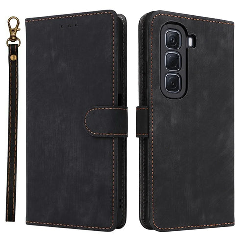 For Infinix Hot 50 Pro+ 4G X6880 Wallet Phone Case RFID Blocking PU Leather Flip Cover Stand View - Black - 1