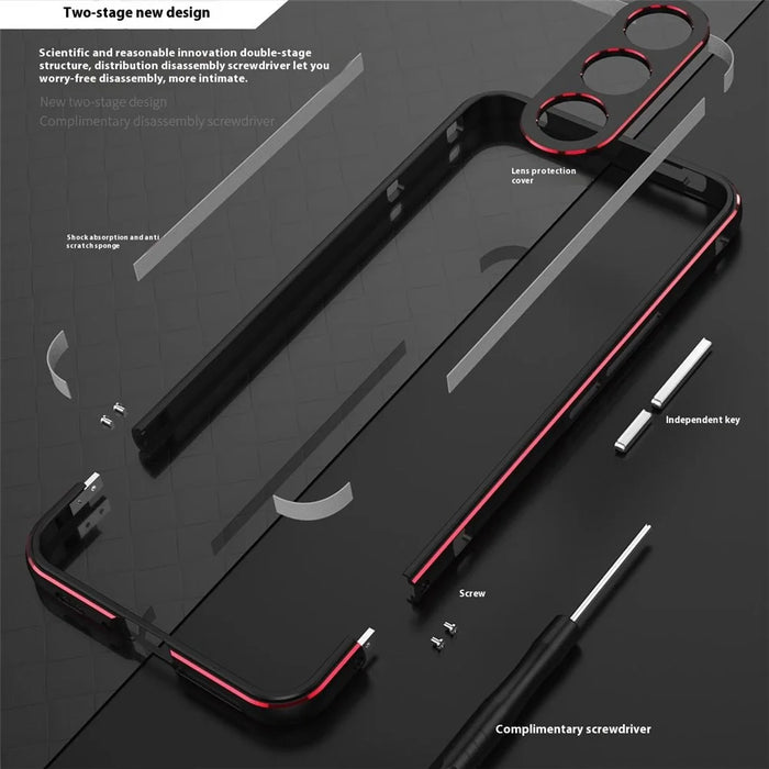 For Meizu 21 Bumper Case Metal Frame Phone Cover with Camera Lens Guard - Black / Silver - 2