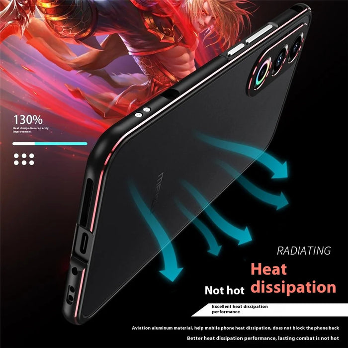 For Meizu 21 Bumper Case Metal Frame Phone Cover with Camera Lens Guard - Black / Silver - 5