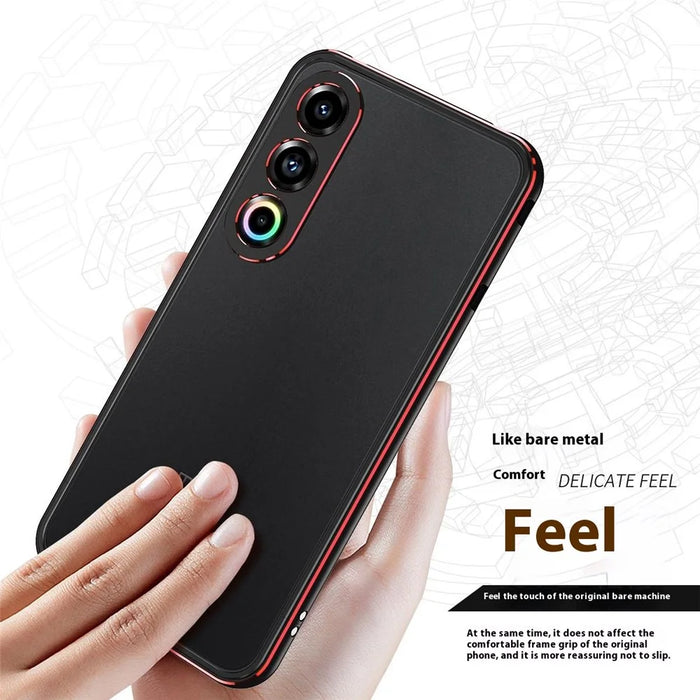For Meizu 21 Bumper Case Metal Frame Phone Cover with Camera Lens Guard - Black / Silver - 6