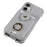 For iPhone 16 Case with Card Holder, Shoulder Strap PC+TPU Ring Kickstand Phone Back Cover - Grey Blue - 7