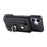 For iPhone 16 Plus Case with Card Holder, Shoulder Strap PC+TPU Ring Kickstand Phone Back Cover - Black - 3
