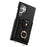 For Samsung Galaxy S24 Ultra Case with Card Holder, Shoulder Strap PC+TPU Ring Kickstand Phone Back Cover - Black - 6