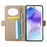 For Samsung Galaxy A35 5G Wallet Phone Case Shockproof TPU+PU Leather Flip Cover with Mirror, Strap - Khaki - 2
