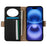 For iPhone 16 Plus Wallet Phone Case Shockproof TPU+PU Leather Flip Cover with Mirror, Strap - Black - 2
