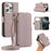 For iPhone 15 Pro Max Wallet Phone Case Shockproof TPU+PU Leather Flip Cover with Mirror, Strap - Purple - 1