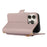 For iPhone 15 Pro Max Wallet Phone Case Shockproof TPU+PU Leather Flip Cover with Mirror, Strap - Purple - 4