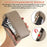 For iPhone 14 Pro Wallet Phone Case Shockproof TPU+PU Leather Flip Cover with Mirror, Strap - Khaki - 6