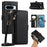 For Google Pixel 8 Pro Wallet Phone Case Shockproof TPU+PU Leather Flip Cover with Mirror, Strap - Black - 1