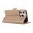 For iPhone 15 Pro Leather Case with Card Holder, Straps, Shockproof Wallet Phone Cover - Khaki - 4