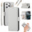For iPhone 14 Pro Leather Case with Card Holder, Straps, Shockproof Wallet Phone Cover - Grey Blue - 1