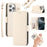 For iPhone 15 Pro Max Leather Case with Card Holder, Straps, Shockproof Wallet Phone Cover - Beige - 1