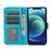 Imprinted Roses Phone Case For iPhone 12 / 12 Pro 6.1 Inch, Drop-Proof PU Leather Flip Cover Wallet Stand Protective Phone Shell - Blue - 2