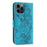 Imprinted Roses Phone Case For iPhone 12 / 12 Pro 6.1 Inch, Drop-Proof PU Leather Flip Cover Wallet Stand Protective Phone Shell - Blue - 5