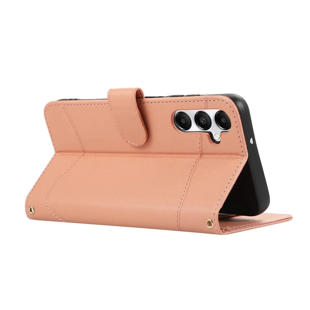 For Samsung Galaxy A35 5G Leather Phone Case with Card Holder, Wallet, Straps Protective Flip Cover - Pink - 4