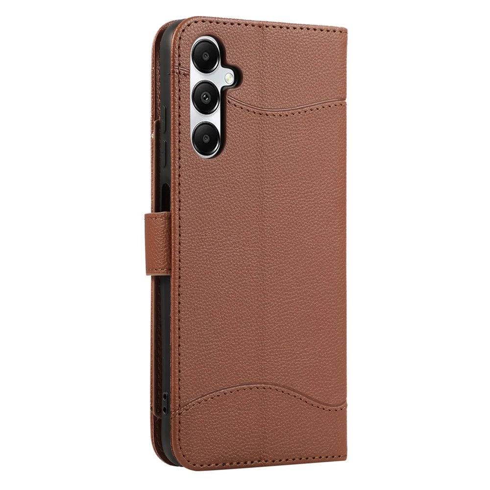For Samsung Galaxy A54 5G Leather Phone Case with Card Holder, Wallet, Straps Protective Flip Cover - Brown - 6