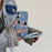 For iPhone 16 Case Jean Cloth PU+PC Phone Back Cover with Braided Handy Strap, Dog Pattern - Baby Blue - 3