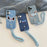 For iPhone 16 Case Jean Cloth PU+PC Phone Back Cover with Braided Handy Strap, Dog Pattern - Baby Blue - 7