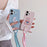 For iPhone 16 Case Cute Pattern Soft PU+PC Phone Back Cover with Braided Handy Strap - Sky Blue Rabbit - 3