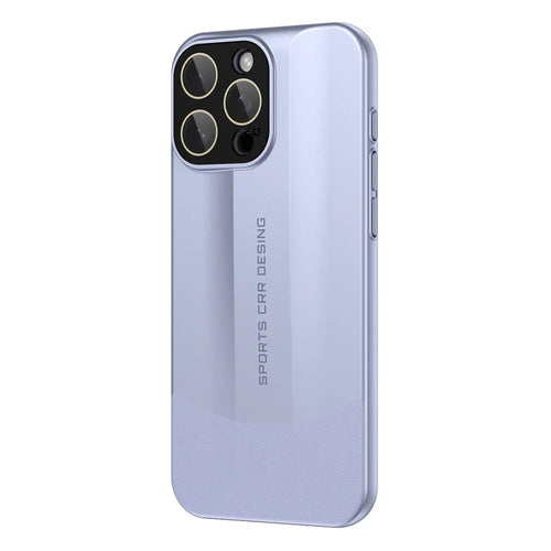 For iPhone 16 Pro Case Hard PC Phone Back Cover Built-In Glass Lens Film Full Protection - Light Purple - 1