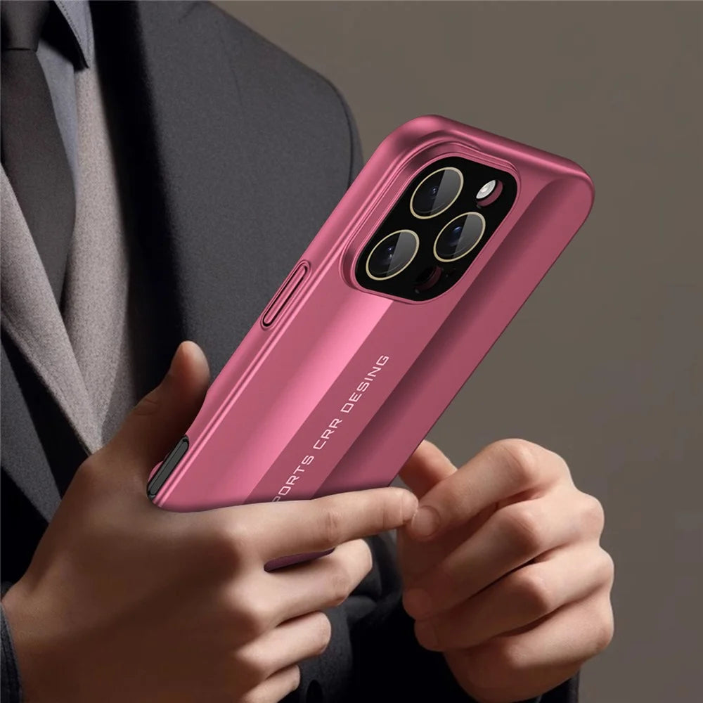 For iPhone 16 Pro Case Hard PC Phone Back Cover Built-In Glass Lens Film Full Protection - Light Purple - 6