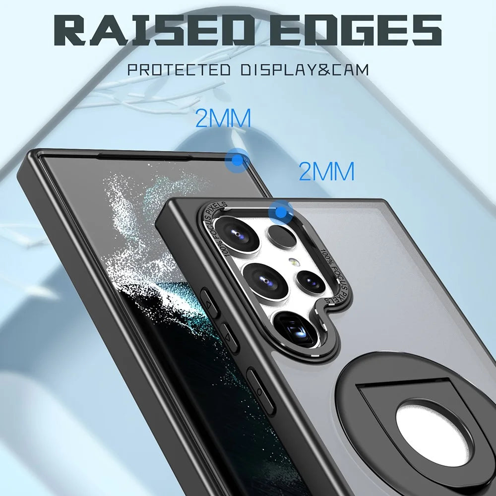 For Samsung Galaxy S25 Ultra Case Rotating Kickstand Acrylic+TPU Phone Cover Magnetic Case - Black - 4