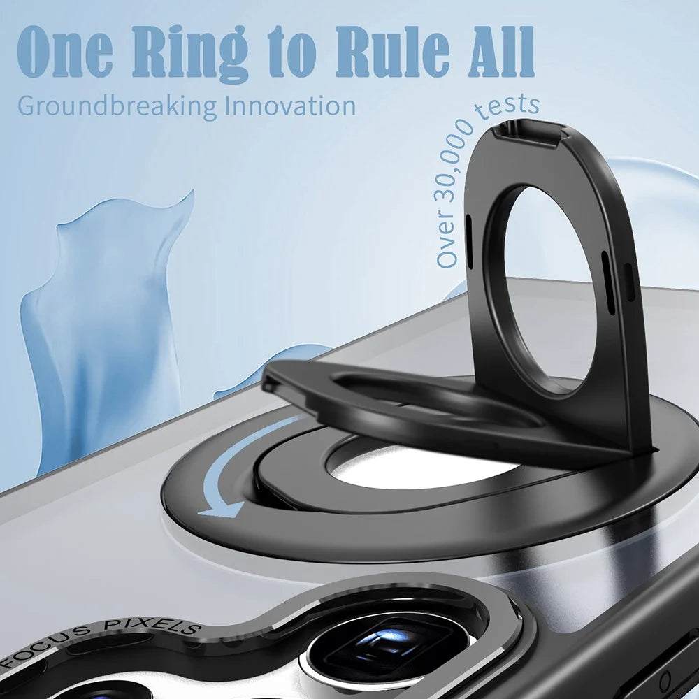 For Samsung Galaxy S25 Ultra Case Rotating Kickstand Acrylic+TPU Phone Cover Magnetic Case - Black - 5