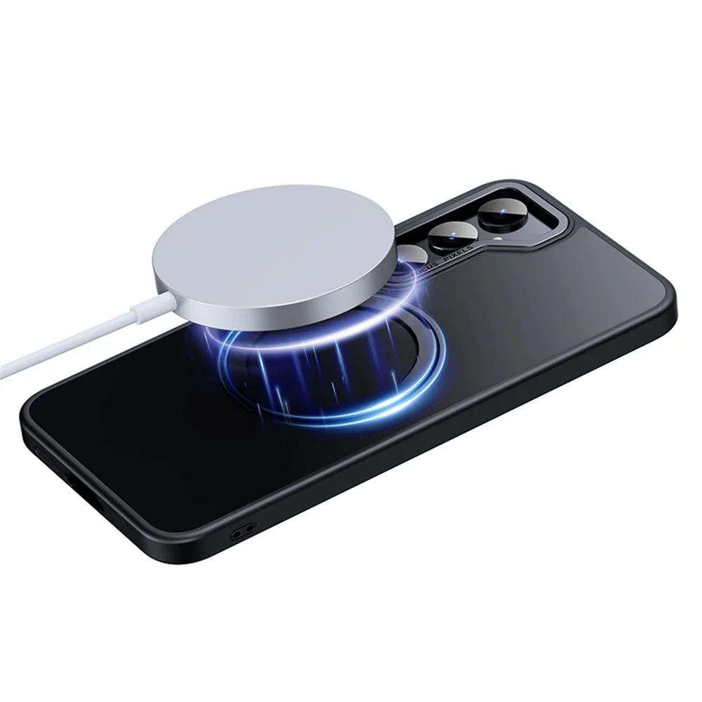 For Samsung Galaxy S25+ Magnetic Phone Case Rotary Kickstand Clear Back Cover - Matte Black - 2